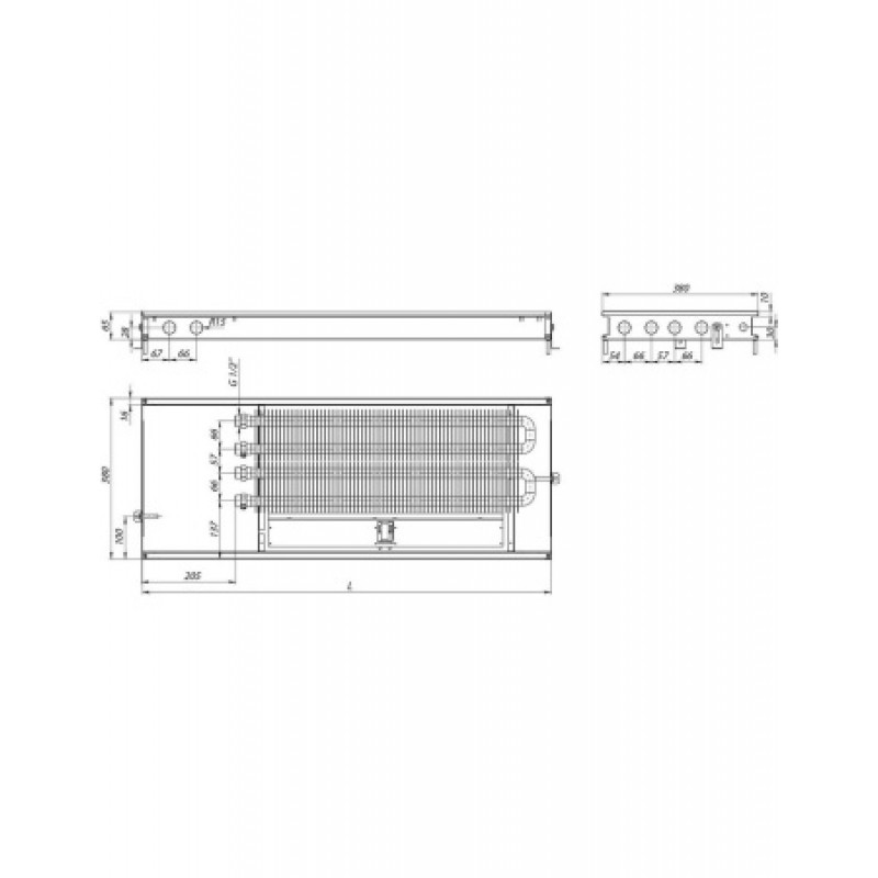 Внутрипольный конвектор CARRERA CV2 (Inox) 380/1750/65