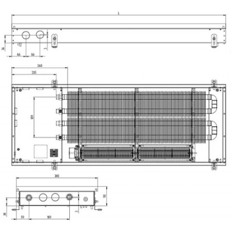 Внутрішньопідлоговий конвектор CARRERA CV2 (Inox) 380/2750/90