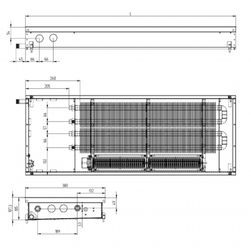 Внутрішньопідлоговий конвектор CARRERA CV2 (Hydro) 380/1750/105