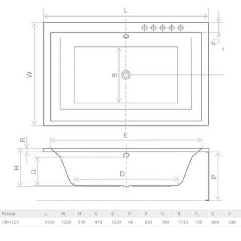Ванна акрилова Radaway Itea Lux 1900x1200 WA1-29-190x120U
