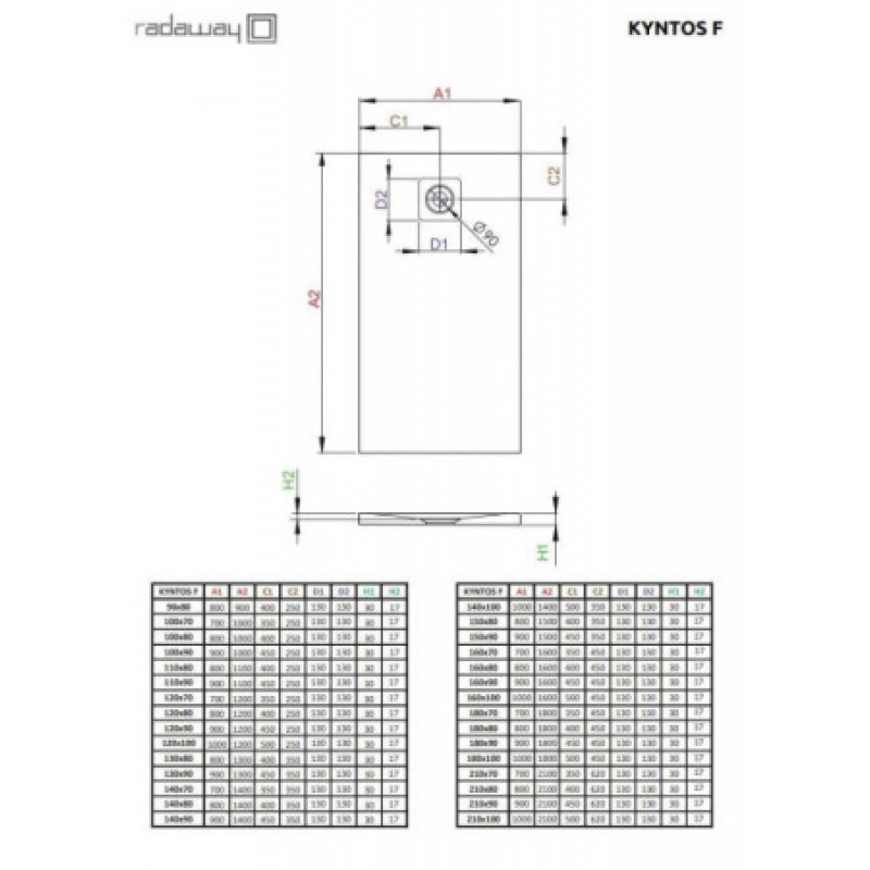 Душовий піддон RADAWAY Kyntos F 140х80 HKF14080-04