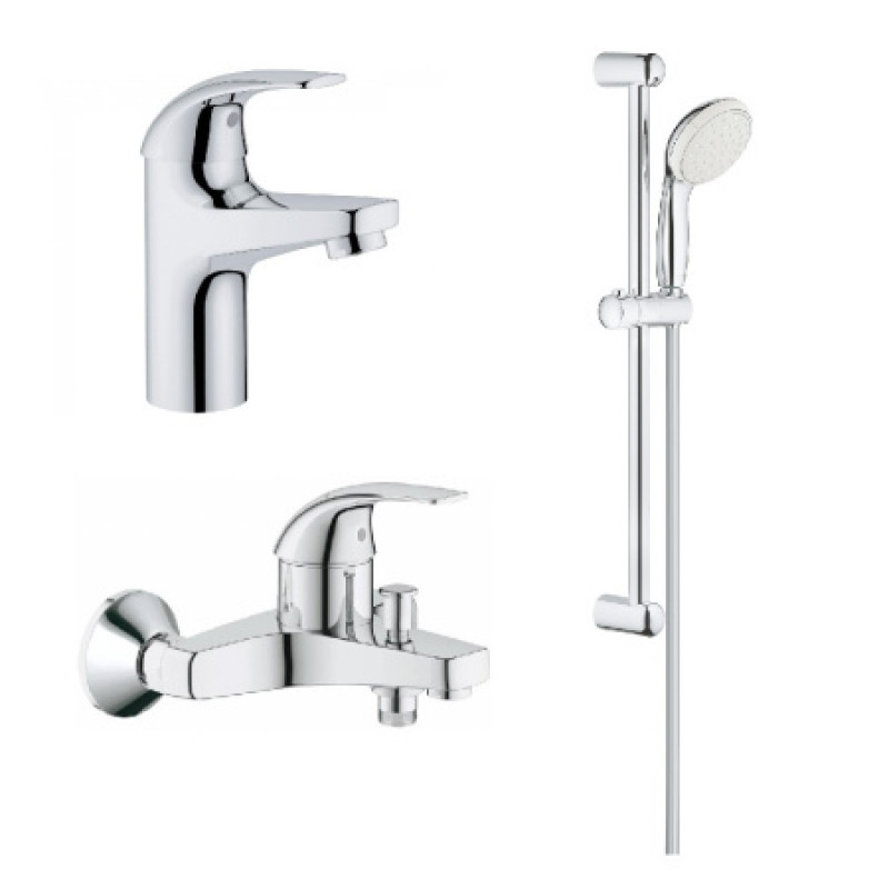Набор смесителей для ванны 3 в 1 Grohe Bau Curve 122217S