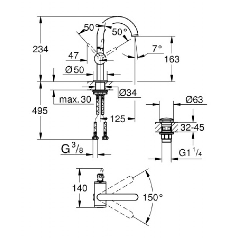Смеситель для раковины Grohe Atrio 32043003