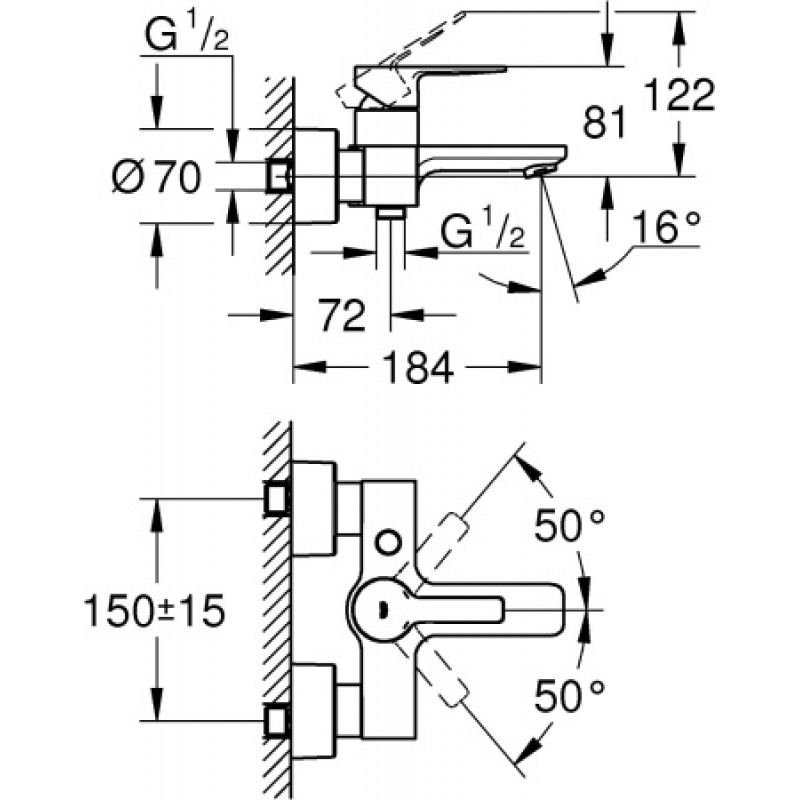 Cмеситель для ванны Grohe Lineare 1/2″ 33849001