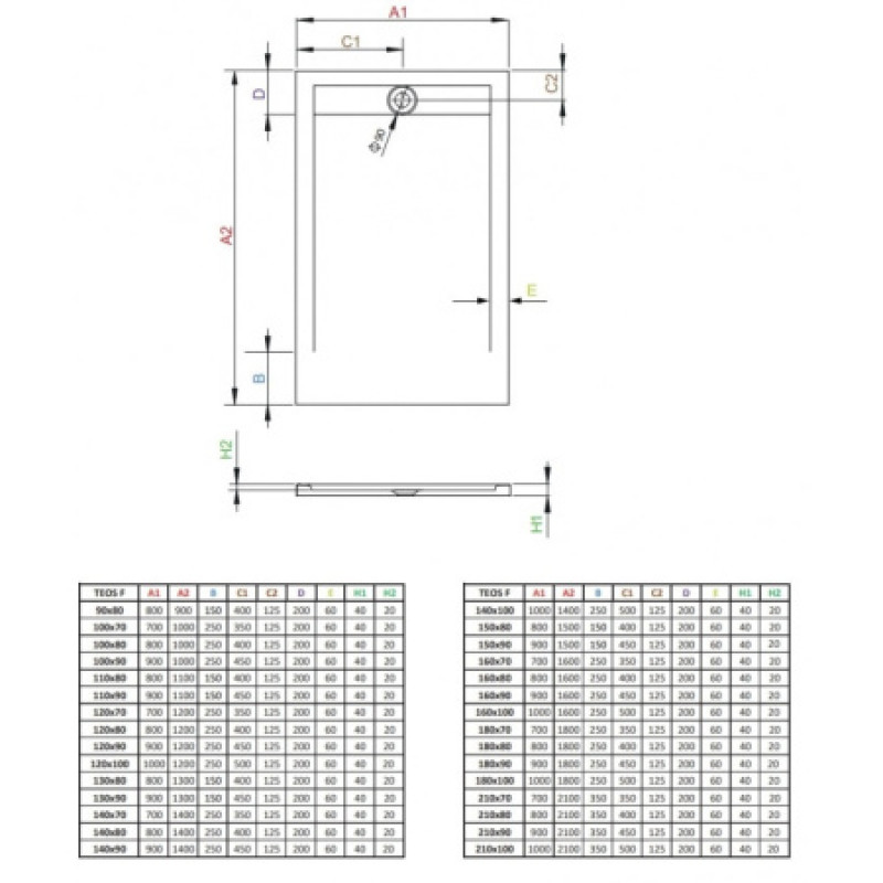 Душевой поддон RADAWAY Teos F 100x80 HTF10080-64