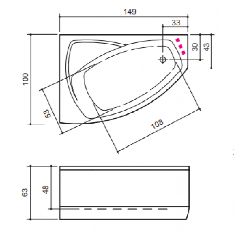 Ванна акриловая Balteco RHEA 150х100х63 15010063RHEARB