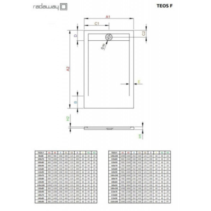 Душевой поддон RADAWAY Teos F 110х80 HTF11080-04
