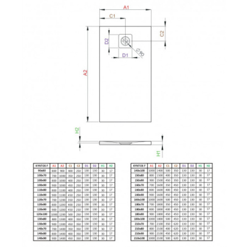 Душевой поддон RADAWAY Kyntos F 120х80 HKF12080-04