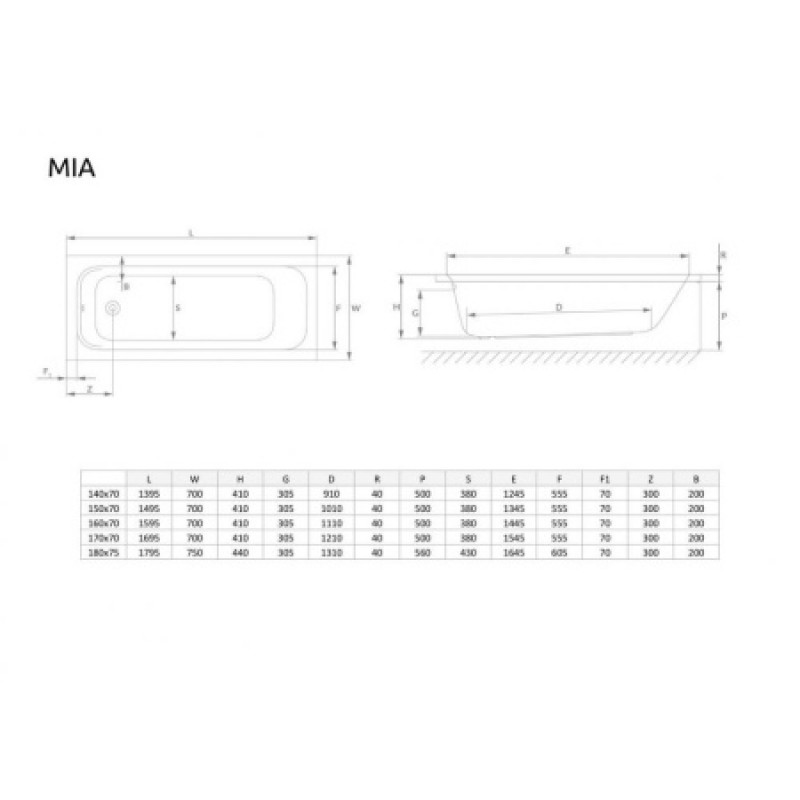 Ванна акриловая Radaway Mia 1700x700 WA1-50-170x070