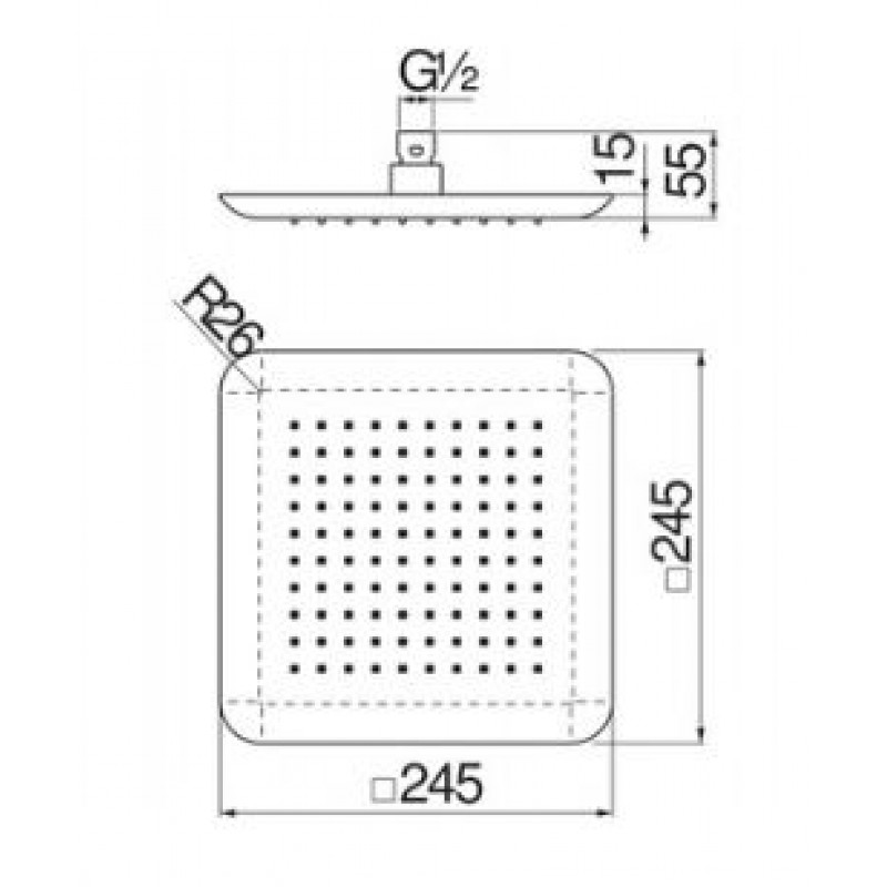 Верхний душ Nobili 245x245 мм AD139/122BM