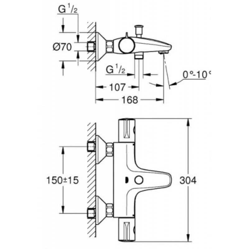 Термостатический смеситель для ванны Grohe Grohtherm 800 34576000