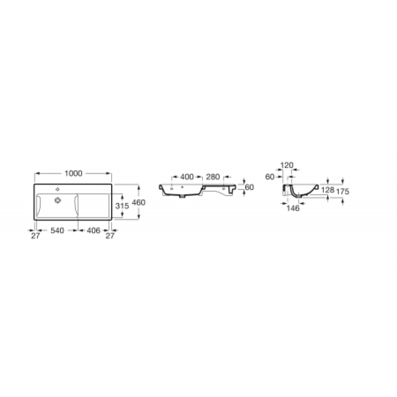 Раковина Roca Alter 1000x460 A3270MB000