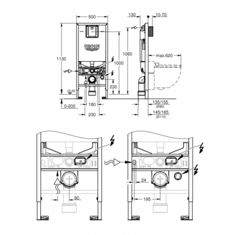 Инсталляция для унитаза Grohe Rapid SLX 39596000