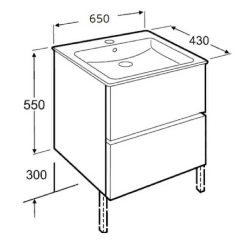 Комплект ROCA Cube тумба 650 мм белый глянец + раковина A85119B806