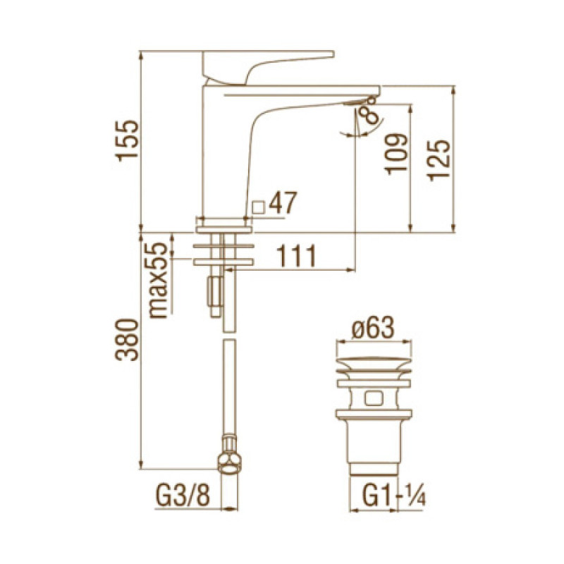 Змішувач для раковини Nobili Seven SE124118/2BM