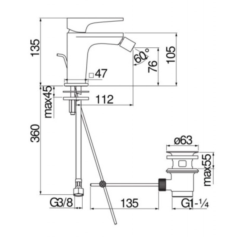 Смеситель для биде Nobili Seven SE124119/1CR