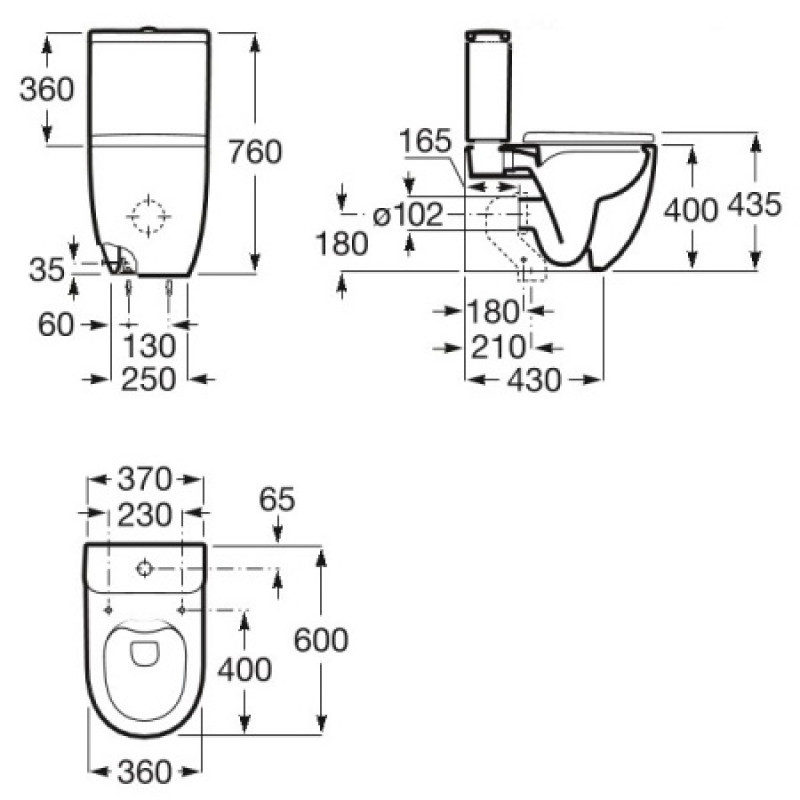 Чаша унитаза (без бачка) Roca Meridian Rimless A34224L000