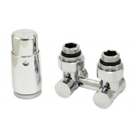 Комплект радиаторный угловой хром узел подключения 3/4x3/4 + 2 1/2x3/4 ниппеля термоголовка 601100053 600800058