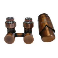 Комплект эксклюзивных узлов угловой GZ 3/4 x M 22х15 термоголовка Brillant античная медь 601000036