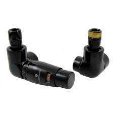 Комплект термостатический Schlosser LUX осевой левый GZ 1/2 х 15 mm Cu черный (RAL 9005) 603700027
