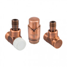 Комплект термостатический Schlosser LUX угловой GZ 1/2 х 16x2 mm PEX античная медь 603700049