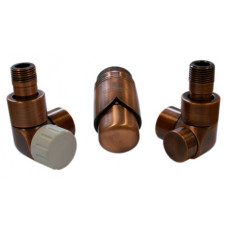 Комплект термостатический Schlosser LUX осевой левый GZ 1/2 х 16x2 mm PEX античная медь 603700051