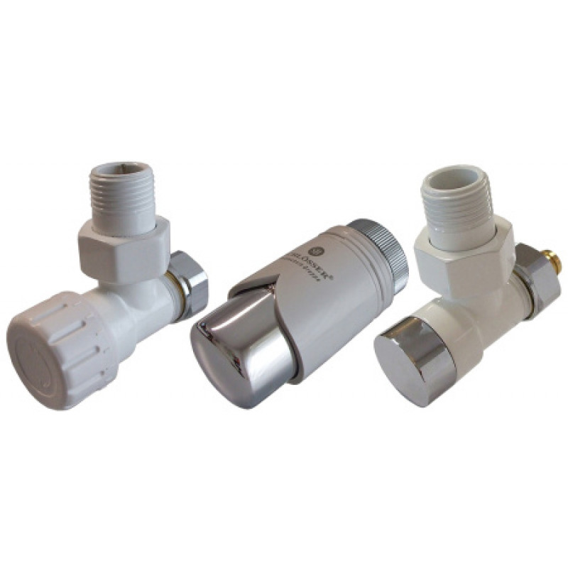 Комплект термостатичний Schlosser Elegant кутовий GZ 1/2 x 16x2 mm PEX білий-хром 604200016