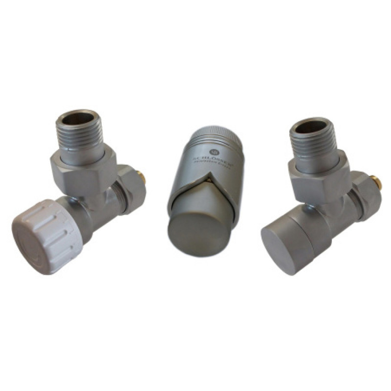 Комплект термостатический Schlosser Elegant угловой GZ 1/2 x 16x2 mm PEX сатин 604200070