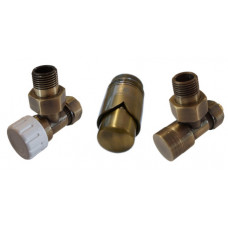 Комплект термостатический Schlosser Elegant угловой GZ 1/2 x 16x2 mm PEX античная латунь 604200074