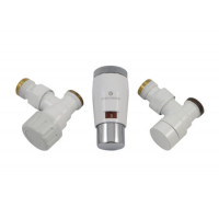 Комплект термостатичний Schlosser Elegant Mini кутовий GZ 1/2 x M22x15 білий-хром (М30х15) 603400042