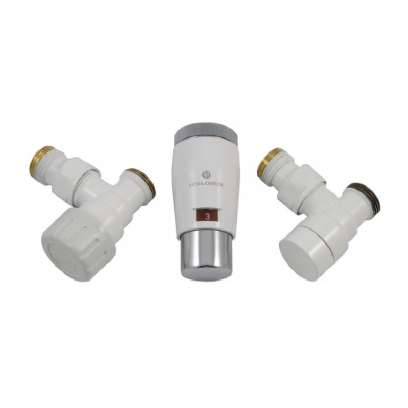 Комплект термостатический Schlosser Elegant Mini угловой GZ 1/2 x M22x15 белый-хром (М30х15) 603400042