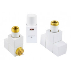 Комплект термостатический Schlosser Square угловой GZ 1/2 x 15 mm Cu белый 605800001