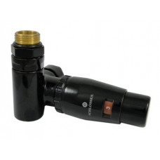 Термостатический Клапан Schlosser Combi Plusосевой левый GZ 1/2 x 15 mm Cu черный (RAL9005) 604900040
