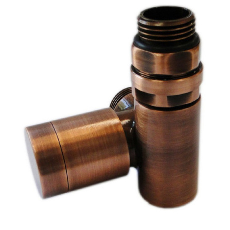 Клапан с ручным регулированием Schlosser Combi Plusосевой правый GZ 1/2 x 15 mm Cu античная медь 604900075