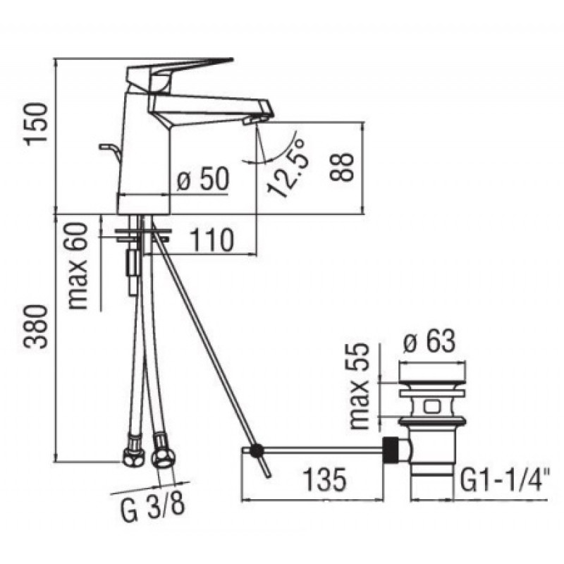 Смеситель для раковины Nobili Sky SY97118/2CR