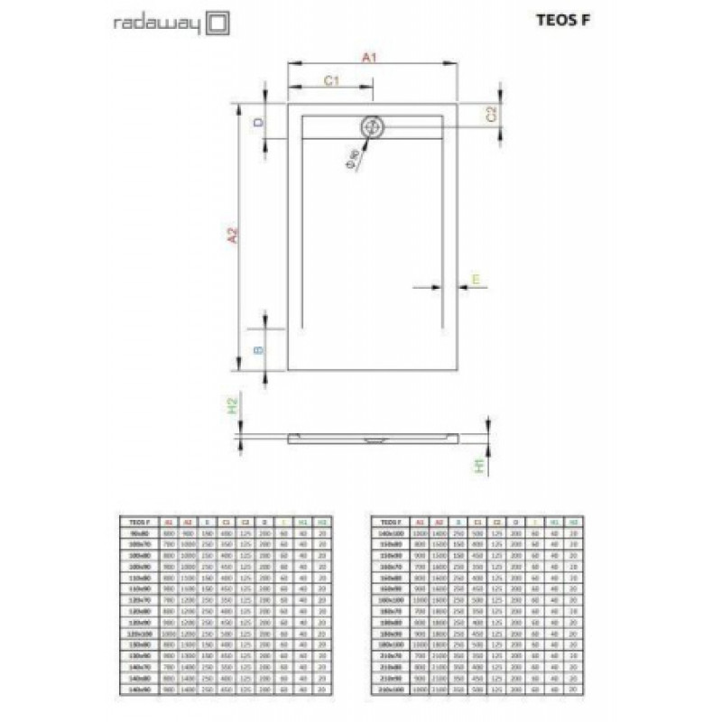 Душевой поддон RADAWAY Teos F 1100x900x40 HTF11090-64