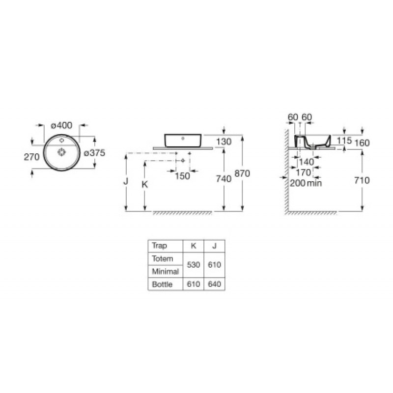 Раковина Roca ALTER 400x130 мм A3270MK000