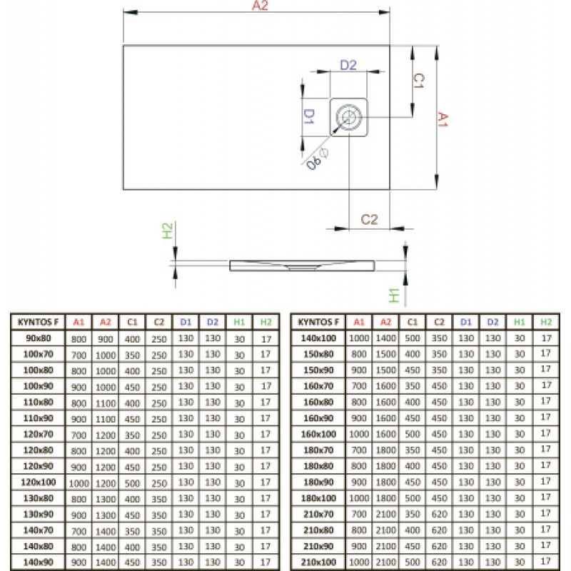 Душевой поддон RADAWAY Kyntos F 1400x900x30 HKF14090-04
