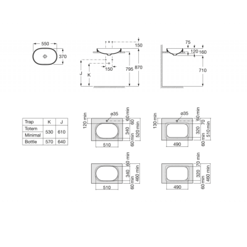 Раковина Roca Inspira Round 550x370 мм A327527000