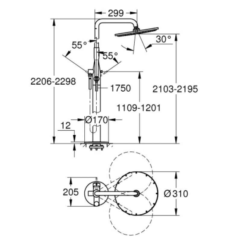 Душевая система напольная Grohe Essence 23741001