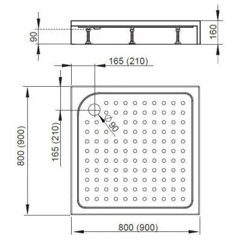 Душевой поддон RADAWAY Rodos C Compac 800х800х165 4K88155-04