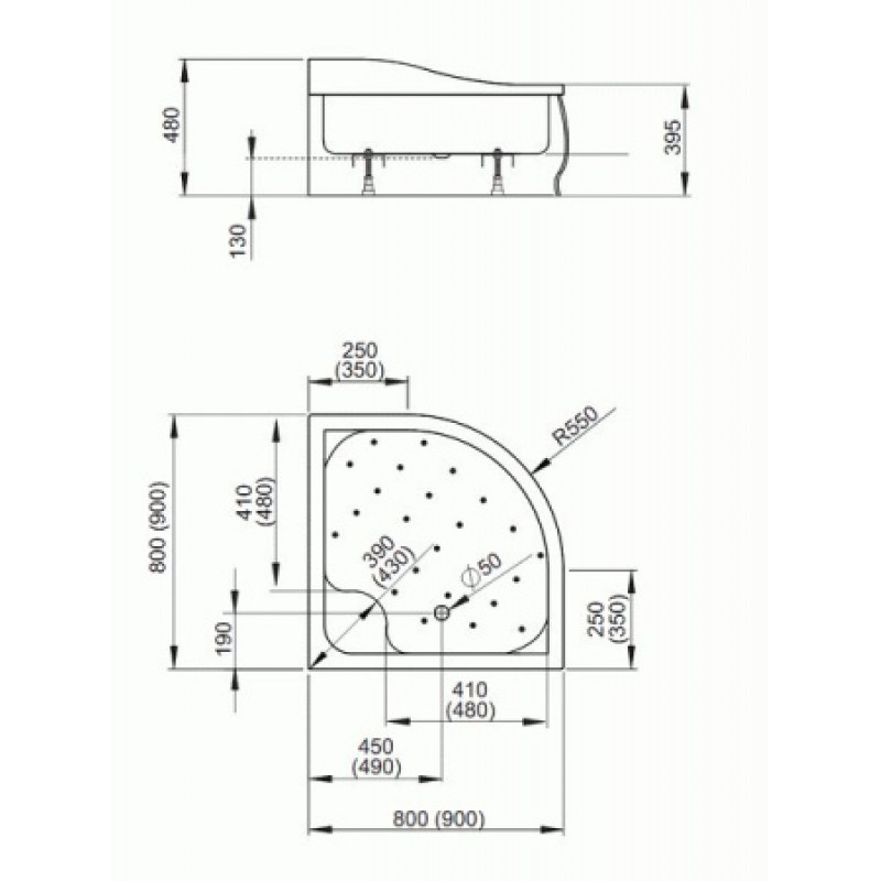 Душевой поддон RADAWAY Korfu A 800х800х480 4S88400-03