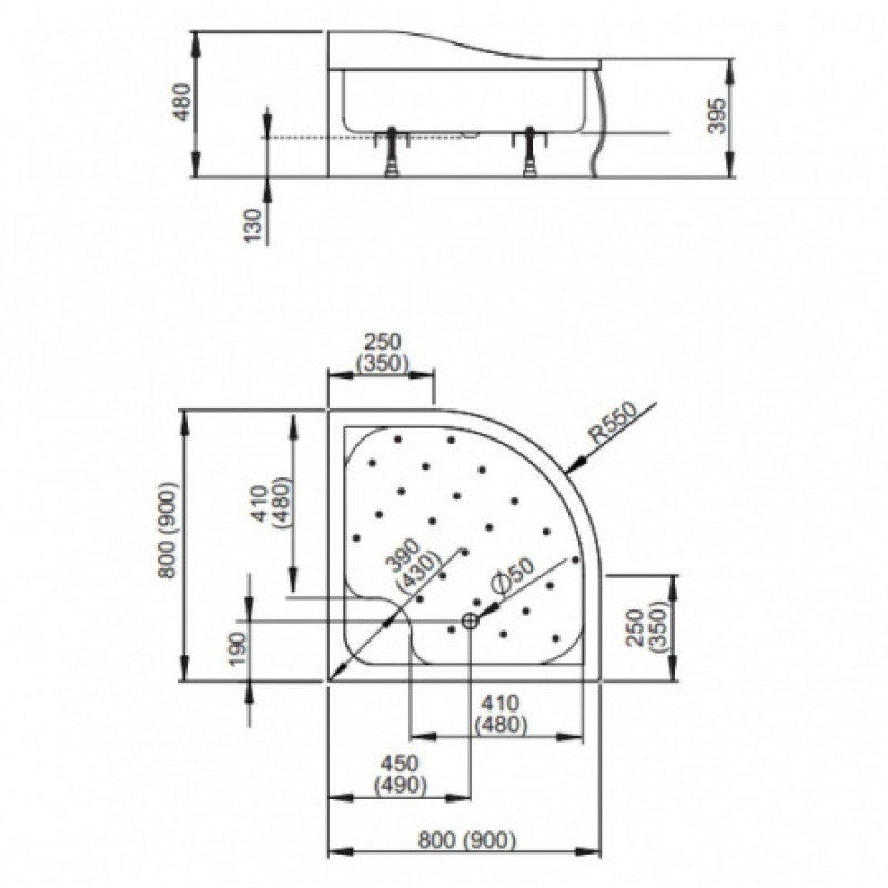 Душовий піддон RADAWAY Korfu A 900х900х480 4S99400-03