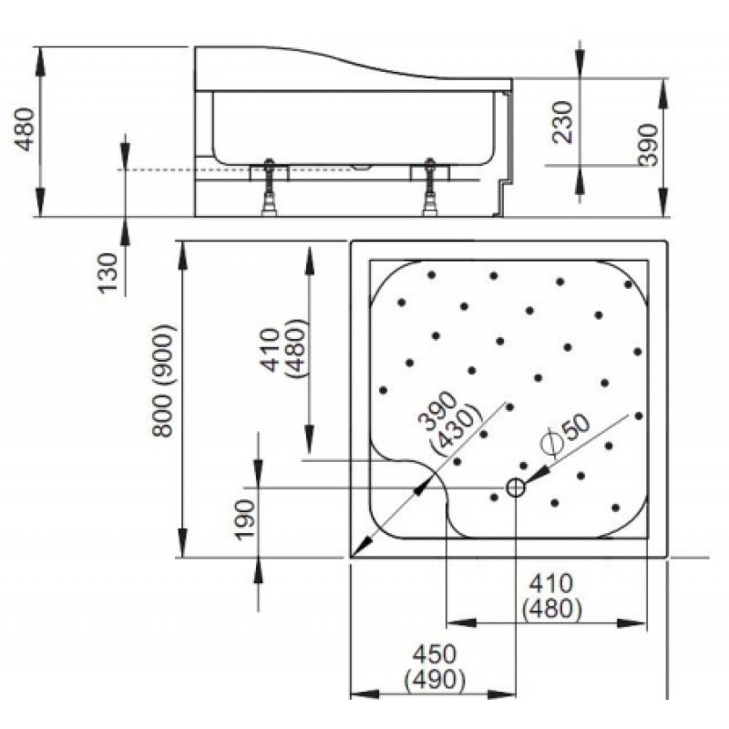 Душевой поддон RADAWAY Korfu C 800х800х480 4C88400-03