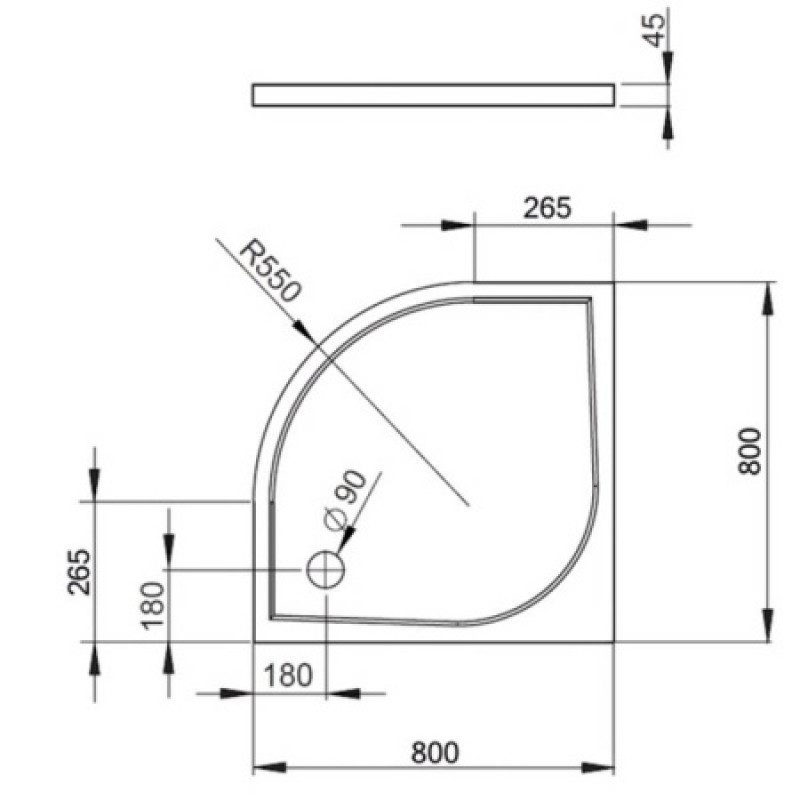 Душевой поддон RADAWAY Delos A 800х800х45 SDA0808-01