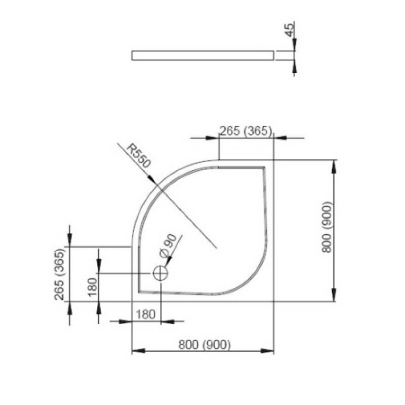 Душовий піддон RADAWAY Delos A 900х900х45 SDA0909-01