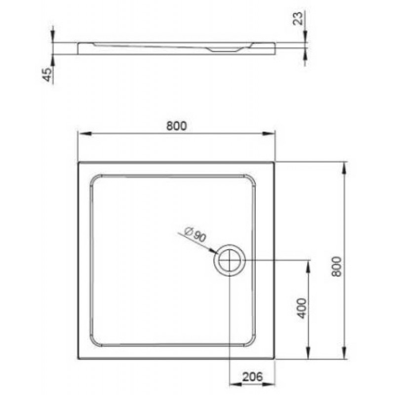 Душовий піддон RADAWAY Doros C 800х800х45 SDRC8080-01
