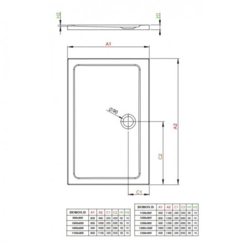 Душовий піддон RADAWAY Doros D 1200х800х50 SDRD1280-01