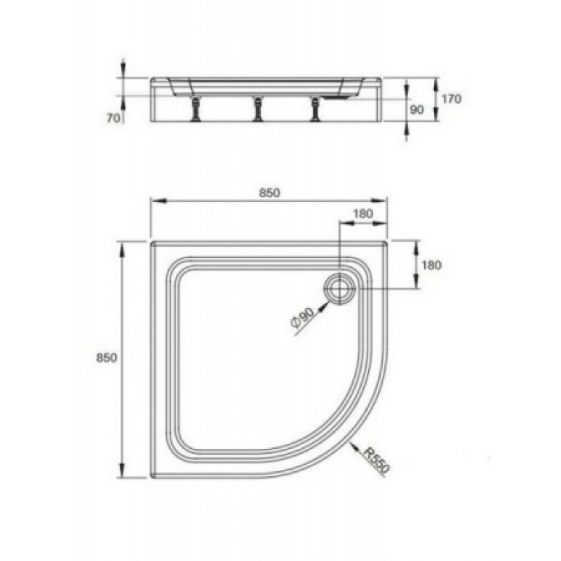 Душевой поддон RADAWAY Laros A Compact 850х850х170 SLA8585-01