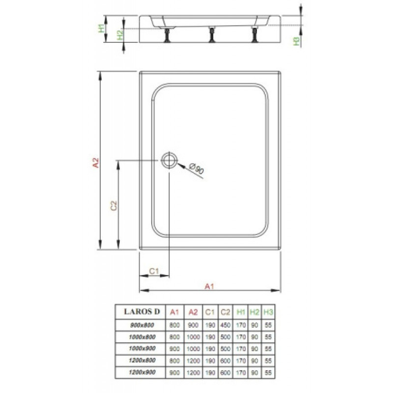 Душевой поддон RADAWAY Laros D Compact 1000х800х170 SLD81017-01